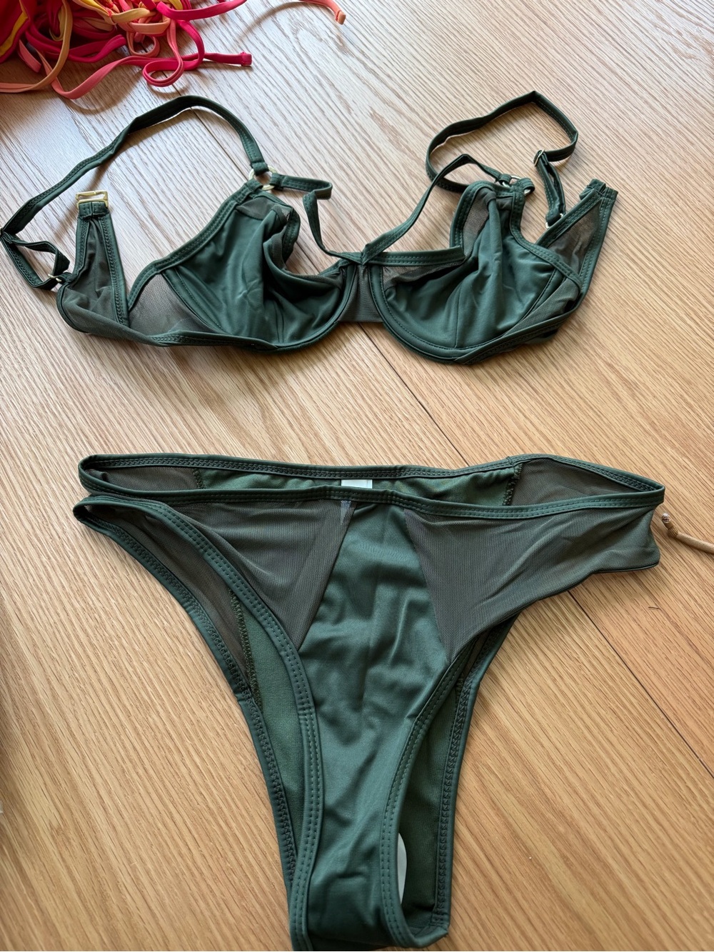 Olive Green Underwire Bikini Set - Women Swim